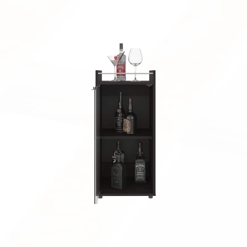 Theba Minibar Cabinet with Two Doors and Open Shelf for Modern Bar Storage