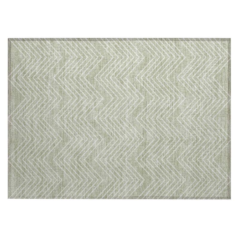Machine Washable Indoor/ Outdoor Modern Chevron Chantille Rug