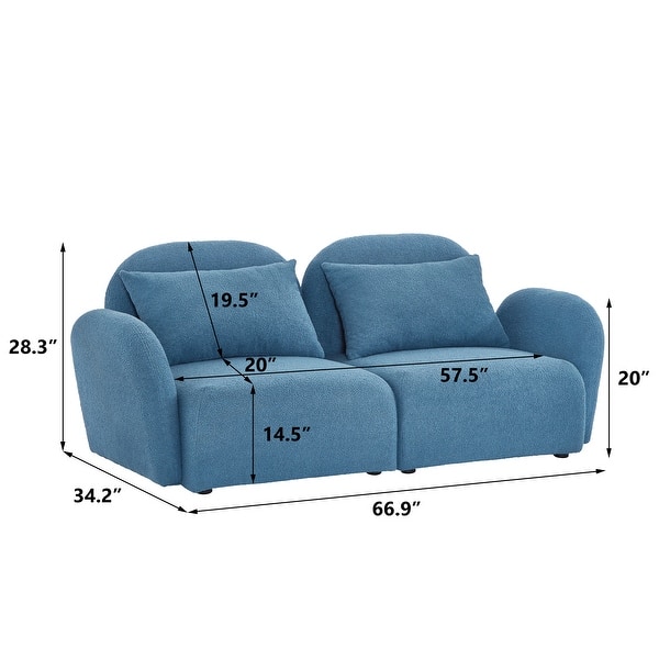 dimension image slide 3 of 4, Teddy Upholstered Sofa Loveseat With Pillows