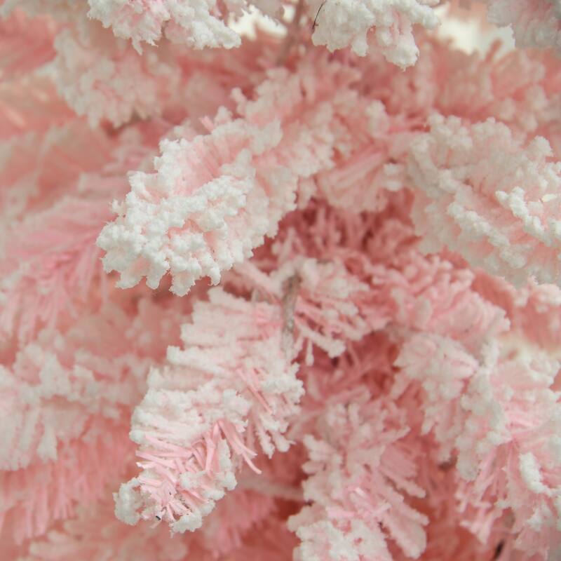 HOMCOM 6ft Tall Pencil Prelit Artificial Christmas Tree Holiday Décor with 703 Snow Flocked Branches, Pink