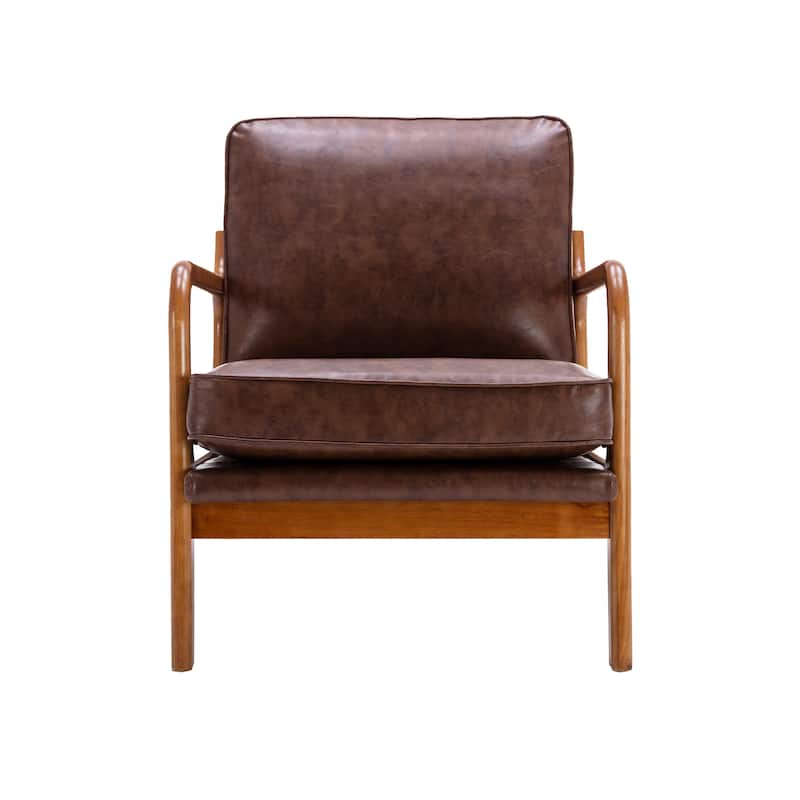 Modern Faux Leather Accent Chair Lounge Upholstered Armchair, Brown
