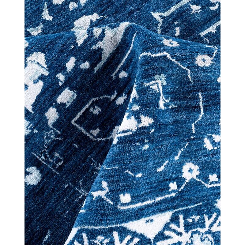 Ikat One-of-a-Kind Hand-Knotted Area Rug, Blue - 8' 2" x 9' 10"