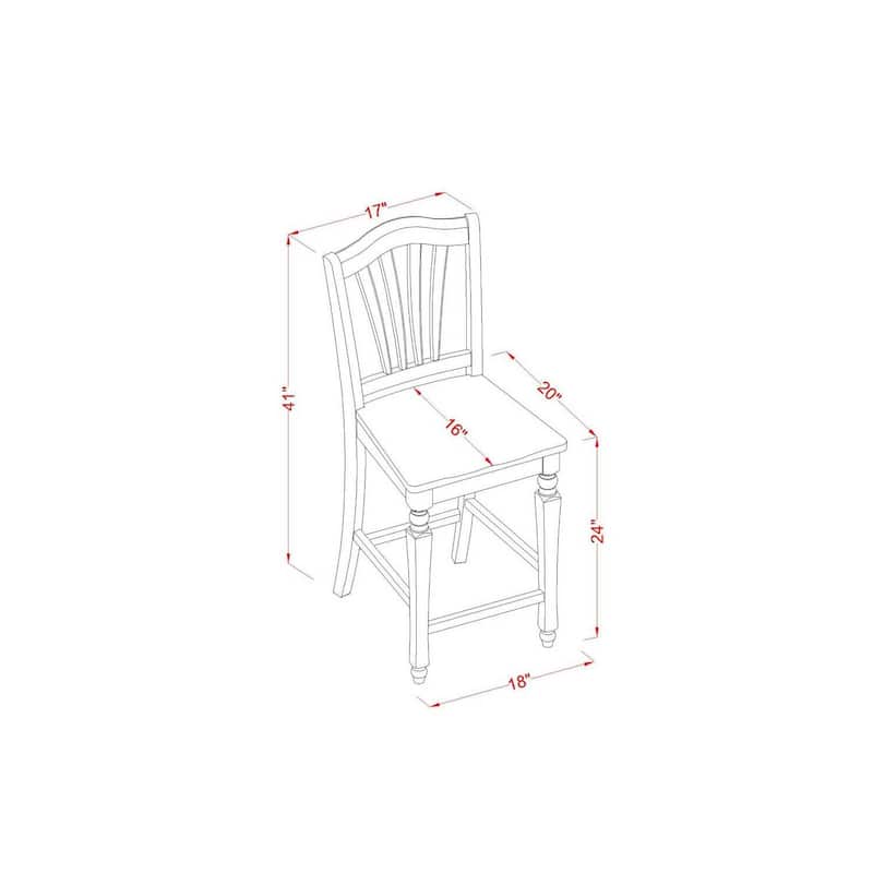 Counter Height Pub Set - 3 Piece Asian Style Table & Chairs - Small Space Dining Set - 36x36 Inch Mahogany