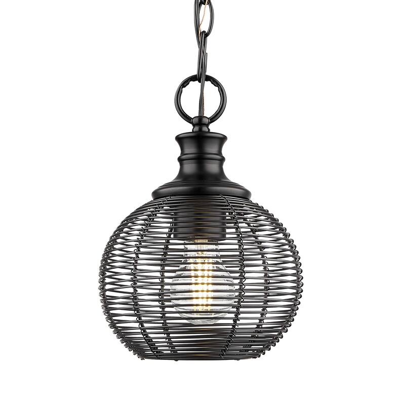 Golden Lighting Calypso 1-light 8in Pendant in Matte Black