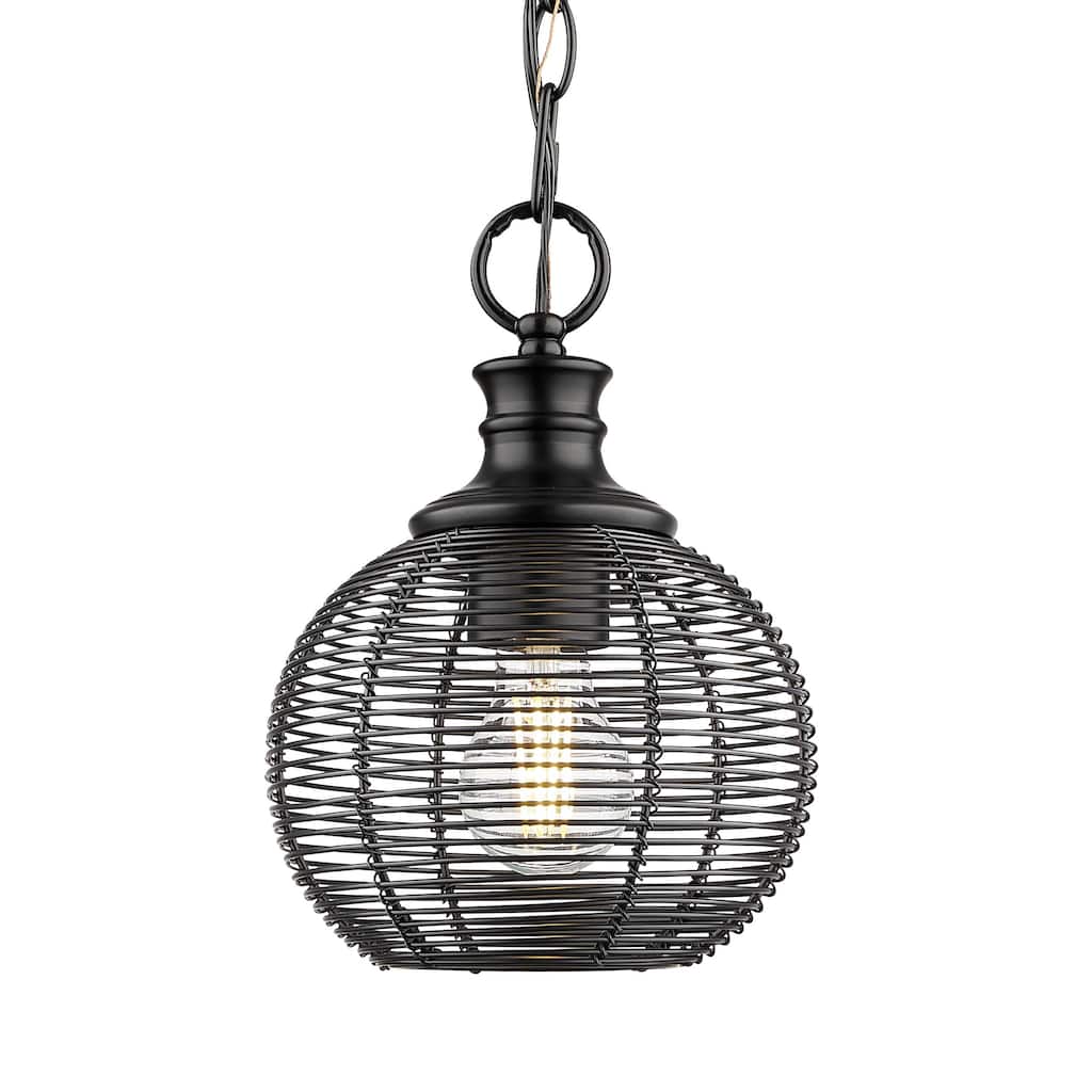 Golden Lighting Calypso 1-light 8in Pendant in Matte Black