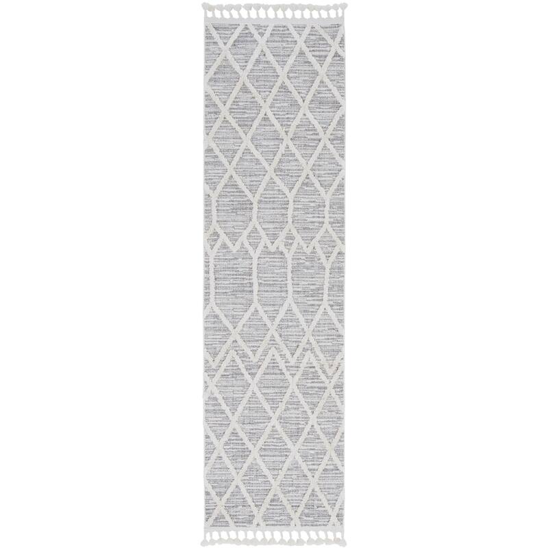 The Gray Barn Courtenay Textured Abstract Boho Rug with Fringe