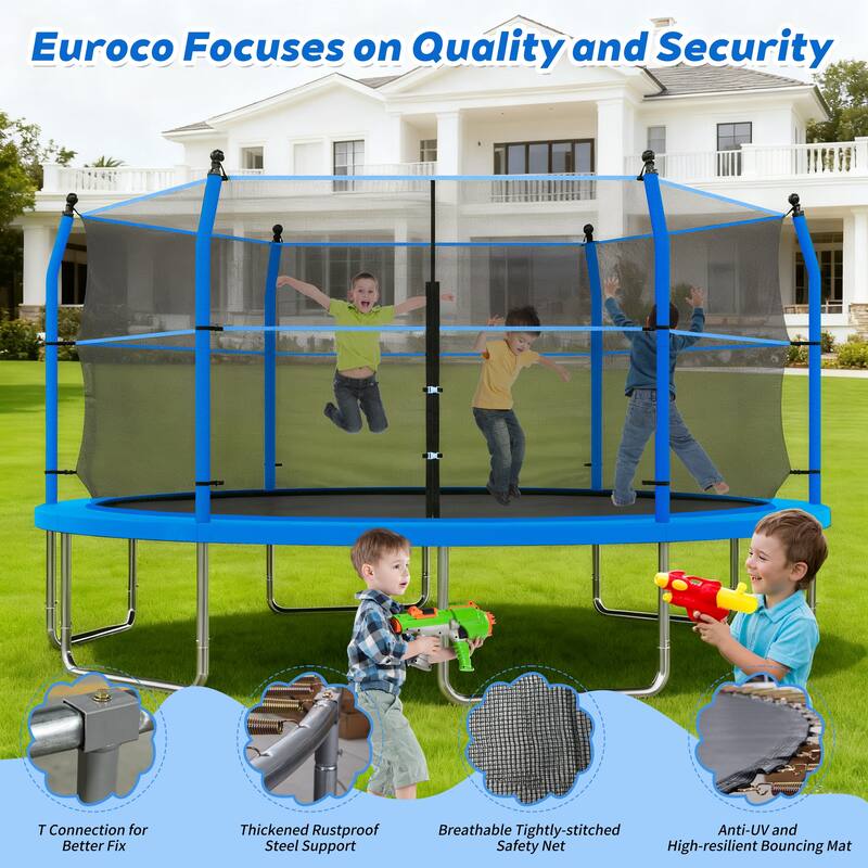 14ft Trampoline with Ladder and Enclosure Net for Kids and Adults, Heavy-duty 14' Outdoor Trampoline for Backyard