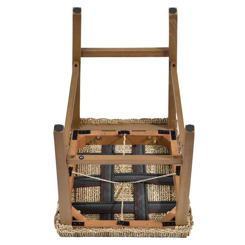 Bohemian 24" Height Weave Seagrass Rattan Counter Stools with High Back - 18.3"W x 23"L x 41.4"H