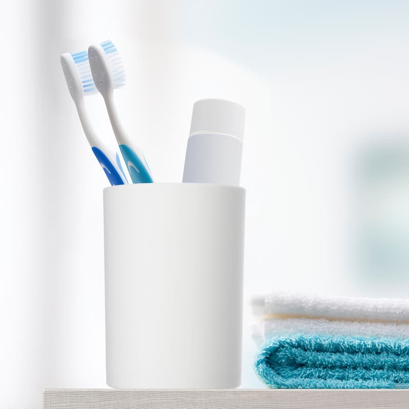 2pcs Bathroom Toothbrush Tumblers PP for Kitchen 4.05"x2.91" - White