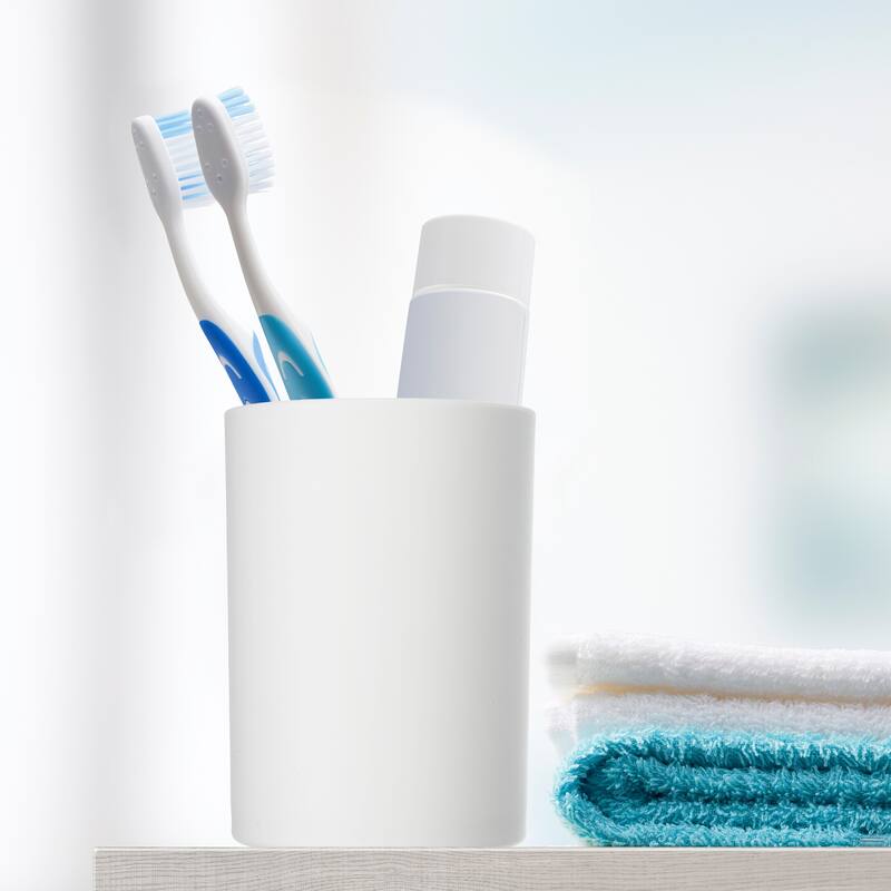 2pcs Bathroom Toothbrush Tumblers for Kitchen Color White Gray 4.05"x2.91" - White Gray - White Gray