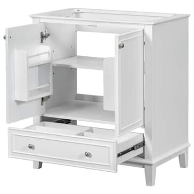 30" Freestanding Single Sink Bathroom Vanity with White Ceramic Top/Solid Wood/Easy to Assembly（2 Colors）
