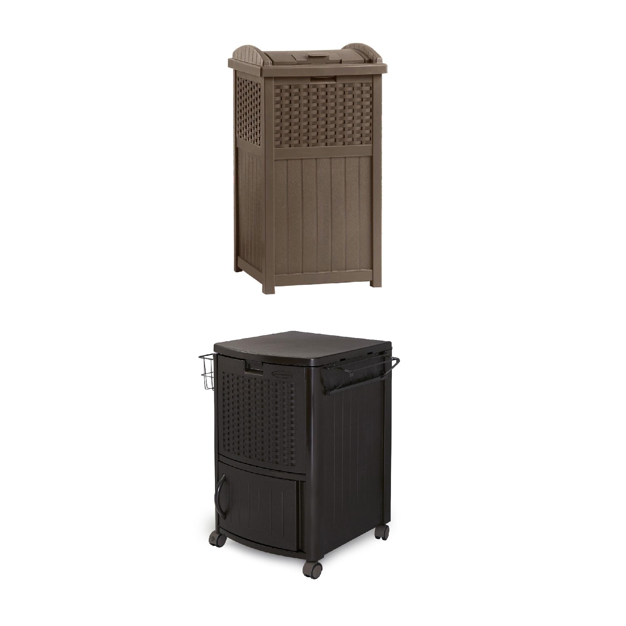 Suncast wicker shop cooler with cabinet