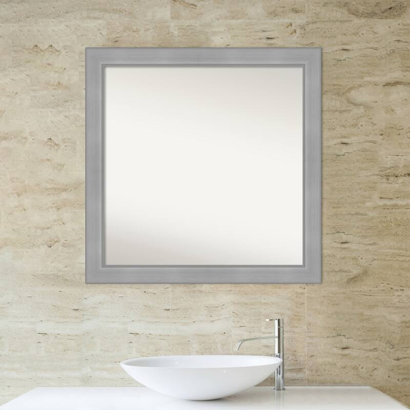 Non-Beveled Bathroom Wall Mirror - Vista Brushed Nickel Frame
