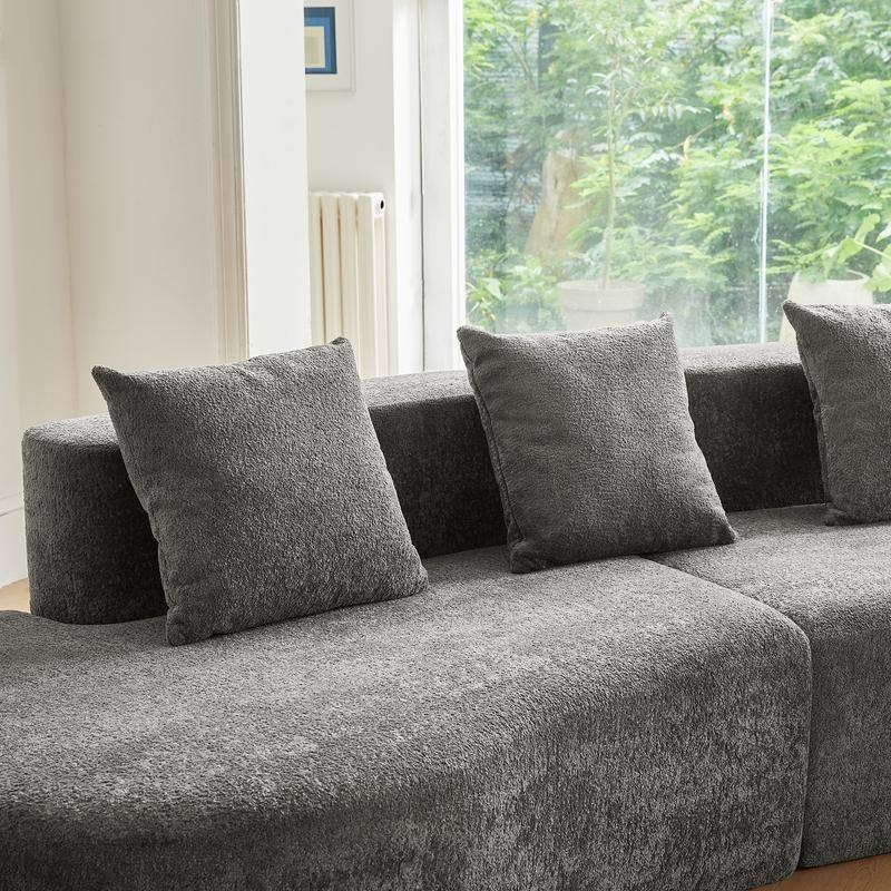 Modern Curved 5-Seater Sectional Sofa, Easy Assembly, Compact Living