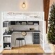 preview thumbnail 2 of 11, Full Size Metal Loft Bed with Bookcase, L -shaped Desk and Cabinet