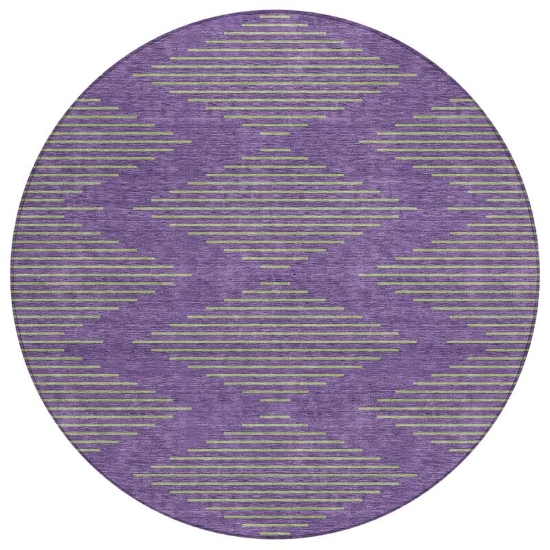 Machine Washable Indoor/ Outdoor Contemporary Geo Chantille Rug
