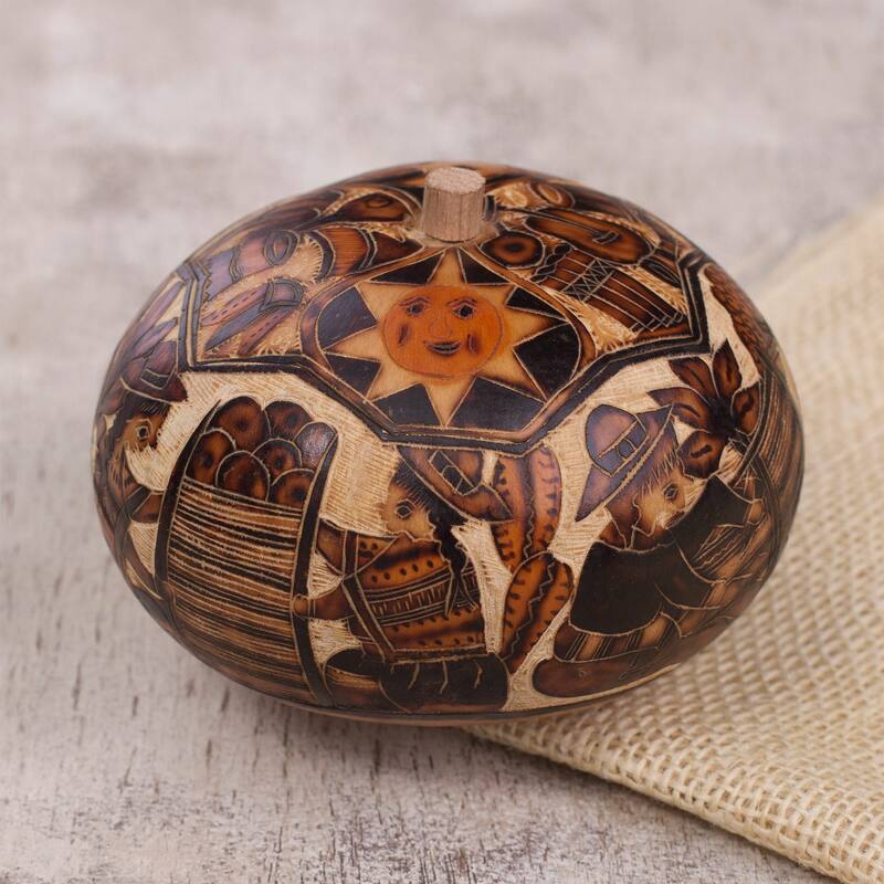 Novica Handmade Honoring Tradition Gourd Decorative Box