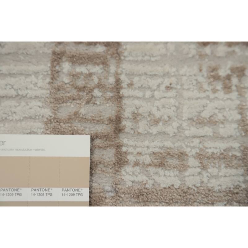Machine Made Oriental Polyester Carpet Modern Geometric Beige & Ivories Modern Area Rug - 7' 7'' X 4' 10''