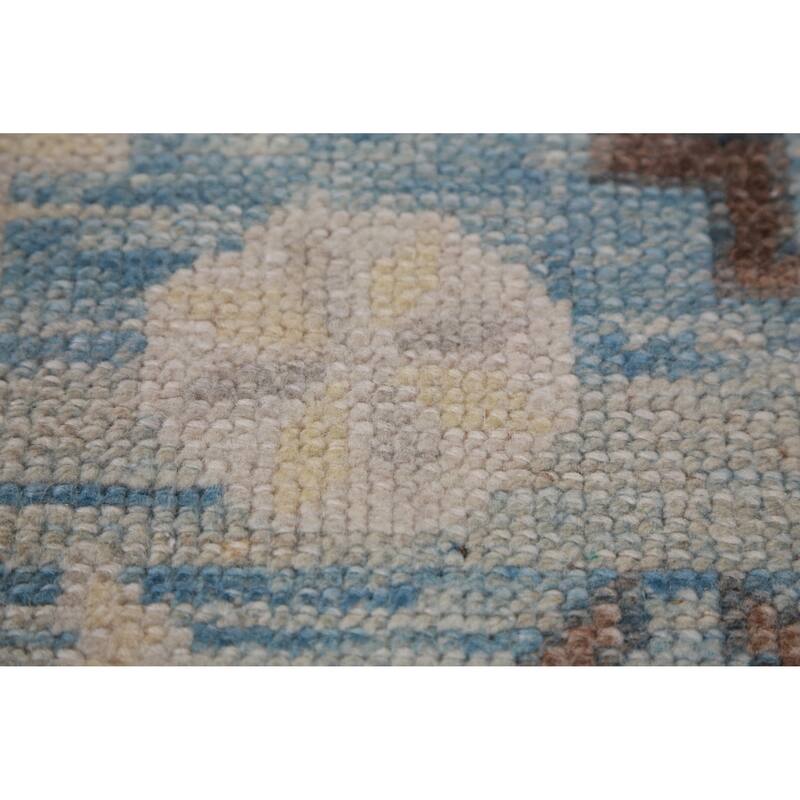 Hand Knotted Oriental 100% Wool Carpet Transitional All-Over Navy Blue & Blues Oushak Area Rug - 11' 0'' X 8' 4''