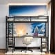 preview thumbnail 1 of 10, Twin XL Metal Loft Bed with Desk and Shelves, Black with Black Desk Black