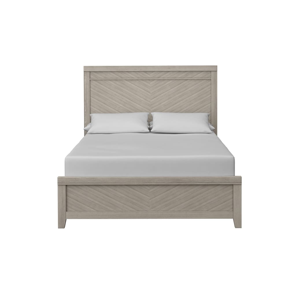 Queen Panel Bed with Ash Veneers and Rubberwood Frame