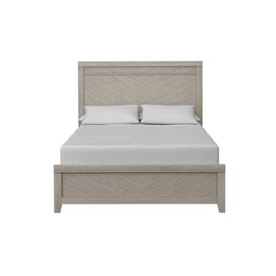 Queen Size Solid Wood Panel Bed with Ash Veneers and 1000lb Weight Capacity