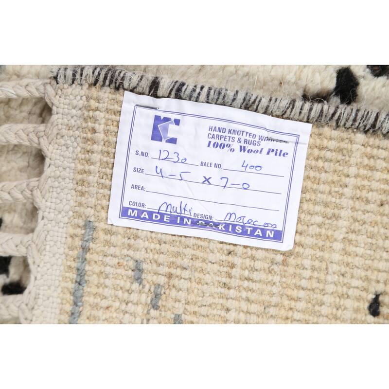 Contemporary Vegetable Dye Moroccan Berber Oriental Area Rug Handmade - 4'4" x 7'0"