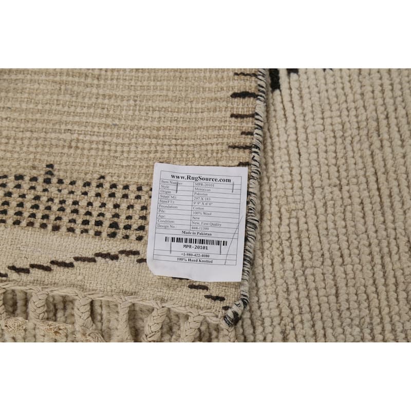 Moroccan Oriental Area Rug Hand-Knotted Wool Carpet - 6'0"x 9'9"