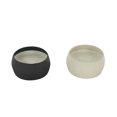 Metal Scented Textured 9oz 2 Wick Decorative Candle with White Wax - Set of 2 Beige or Multi Colored - Roche River Decor