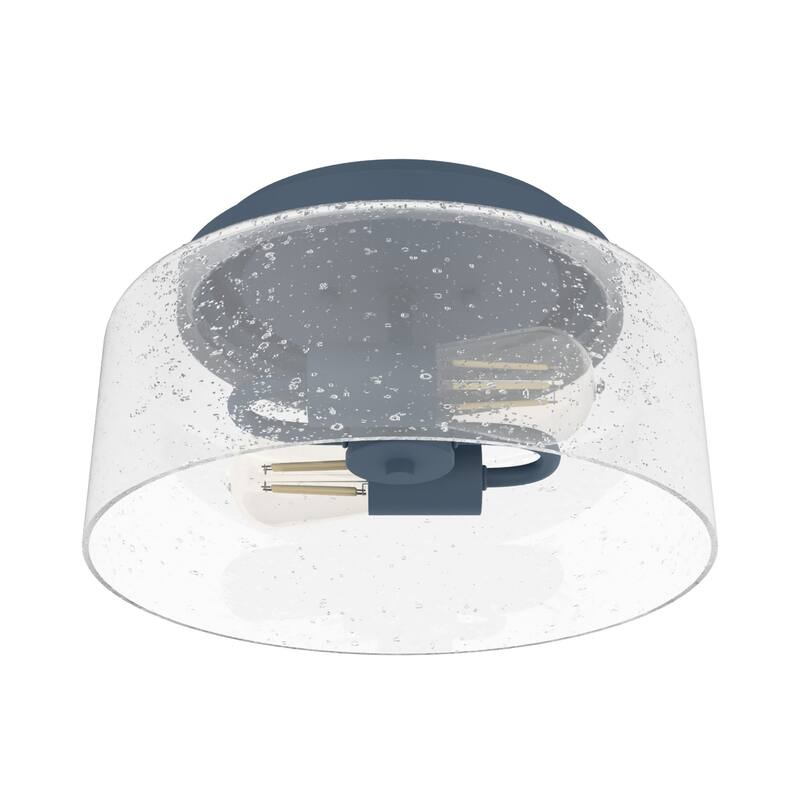 Hunter Hartland 2-Light Flush Mount Ceiling Light, Damp Rated - Bathroom, Bedroom, Hallway - Farmhouse, Industrial
