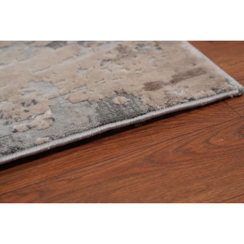 Reproduction Modern Turkish Textured Neutral Abstract Pattern Area Rug - 10' 0'' X 7' 11''