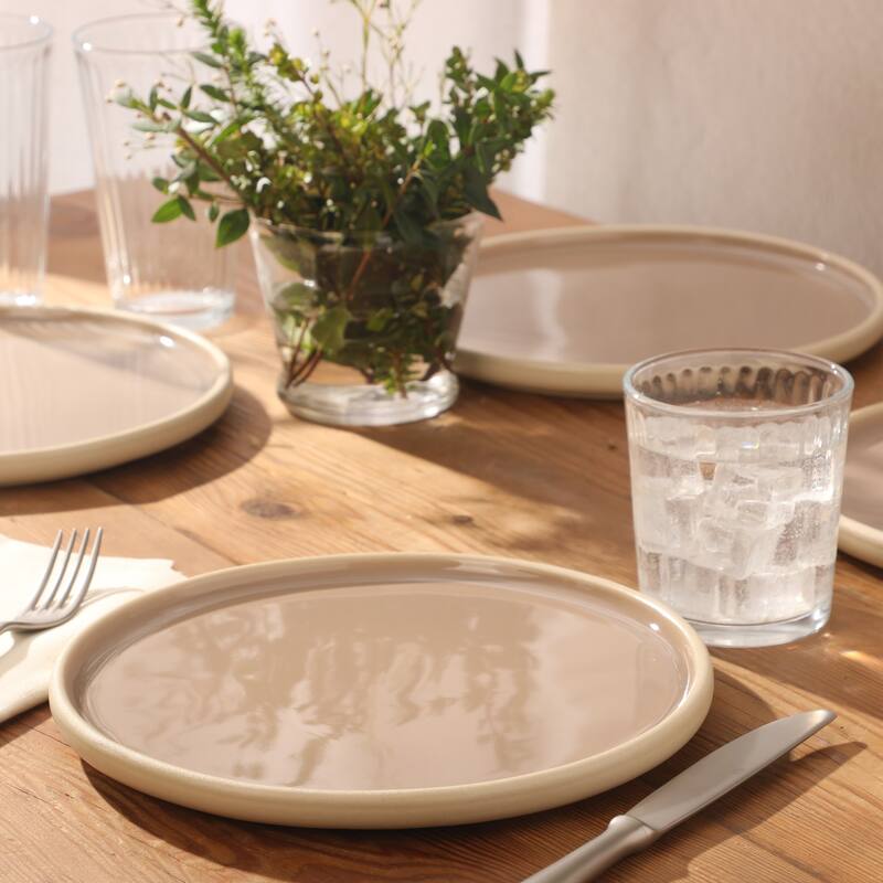 Gibson Elite - Made in Portugal - Port Gaia 10.2 Inch Dinner Plates Set of 4 - Reactive Glaze Dish Set