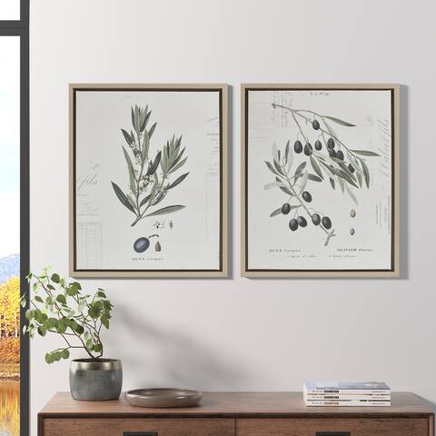 Madison Park Kalamata Branches Neutral Framed Canvas Printed Graphic 17.8x21.8" 2 Piece Set