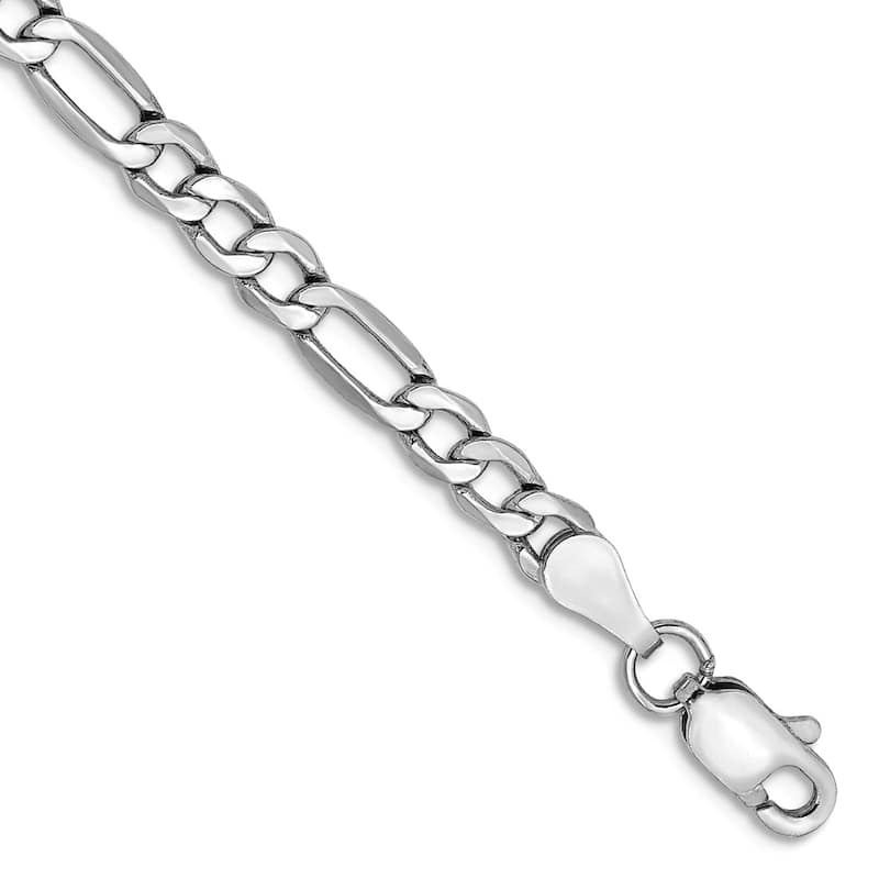 Curata Solid Yellow or White Gold 10" Classic Figaro Chain Anklet - 10k or 14k - 3mm sizes - 3.5 mm - White - 14k