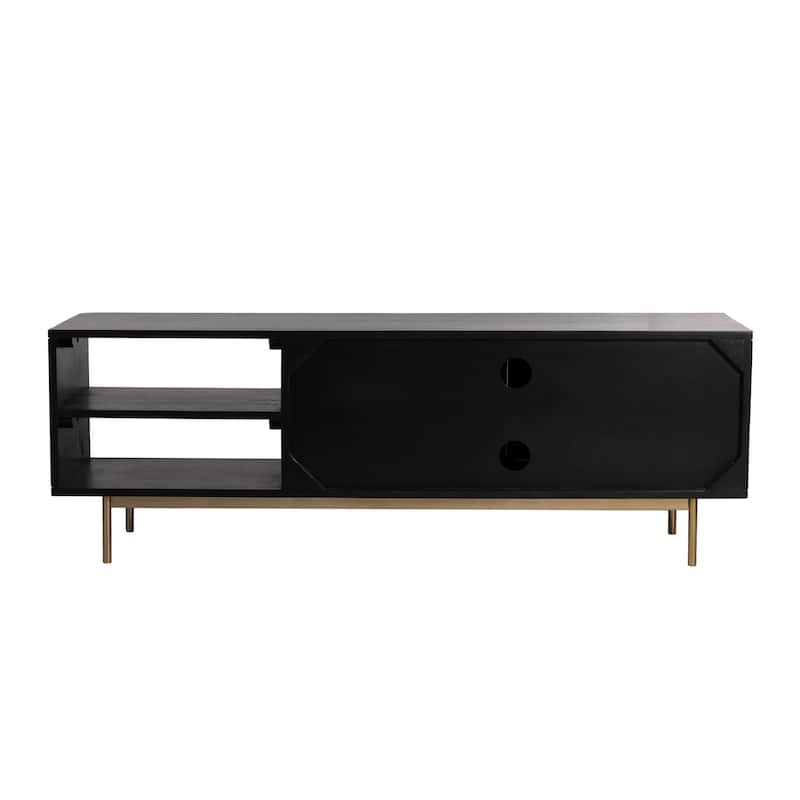 Curtis Solid Wood with Natural Woven Cane TV Stand