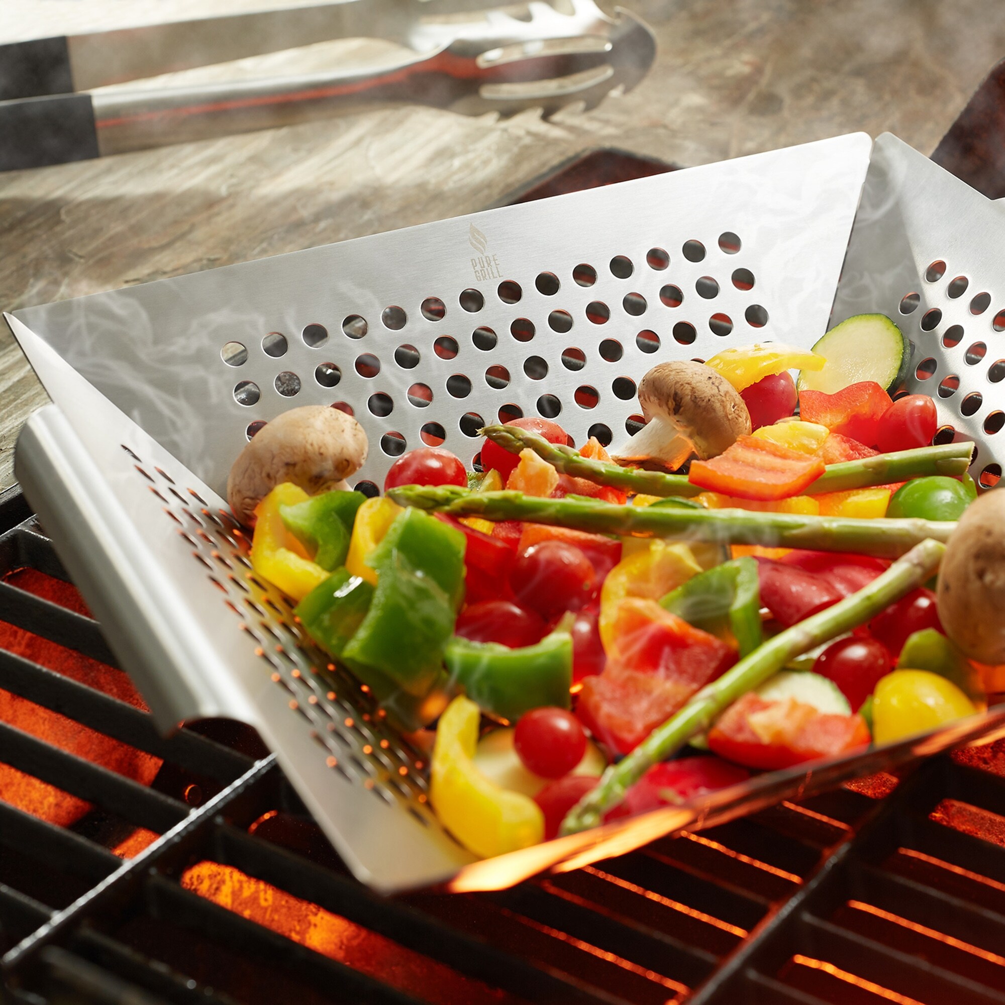 Stainless steel hot sale grill basket