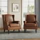 Upholstered Nailhead Trim Armchair Wingback Accent Chairs Set of 2