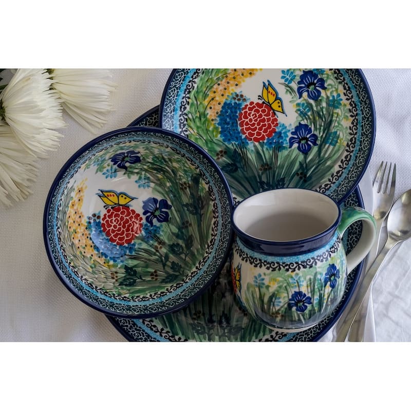 Blue Rose Polish Pottery Ceramika Artystyczna Cereal Bowl