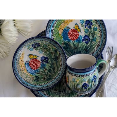 Blue Rose Polish Pottery Ceramika Artystyczna Cereal Bowl