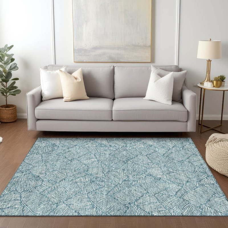 Machine Washable Indoor/ Outdoor Chantille Tropical Palm Rug