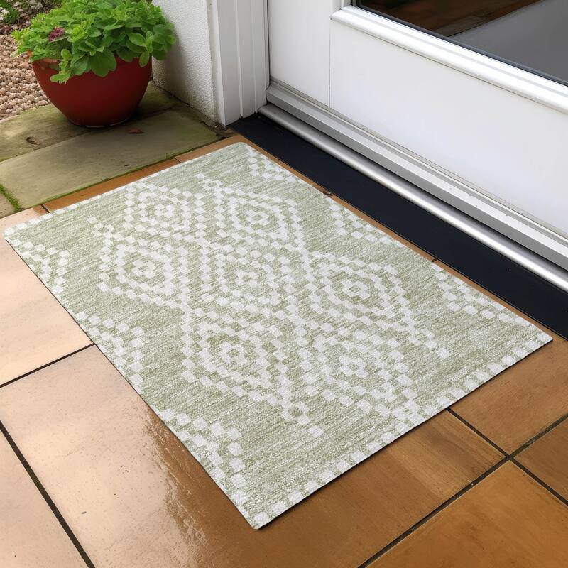 Machine Washable Indoor/ Outdoor Chantille Moroccan Boho Rug - Aloe - 1'8" x 2'6"