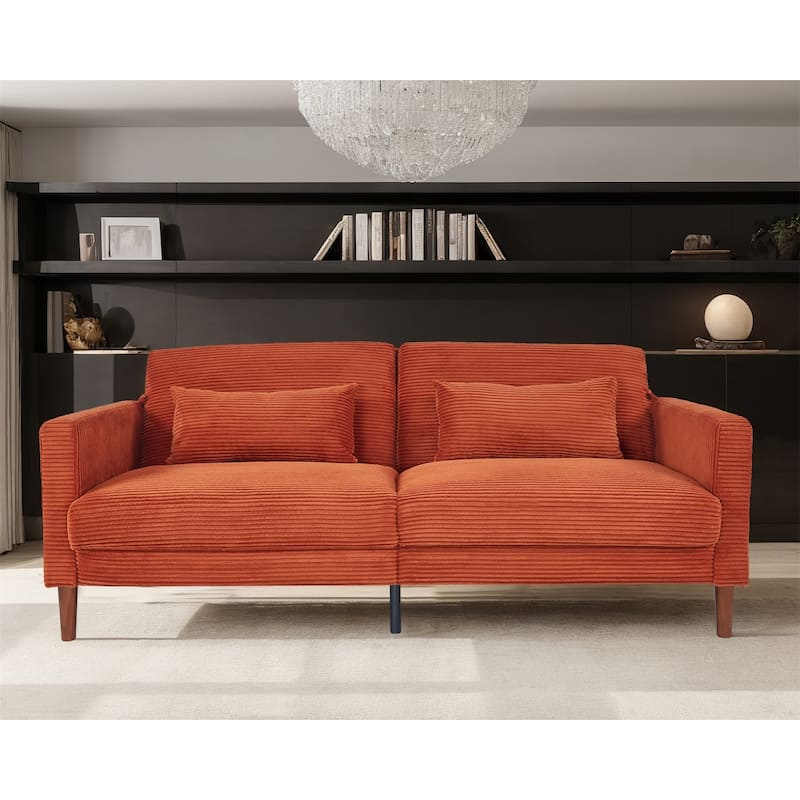 Couch Sofa, Corduroy Fabric Couches Loveseat Furniture with 2 Pillows for Living Room, Bedroom