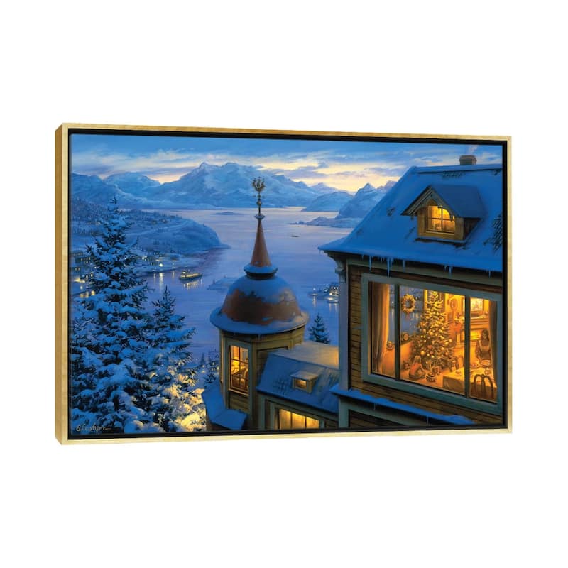 iCanvas "Coming Home For Christmas" by Evgeny Lushpin Framed Canvas Print - Gold - 18x26