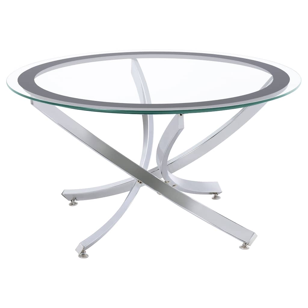 Brooke Round Glass Top Coffee Table Metal Base