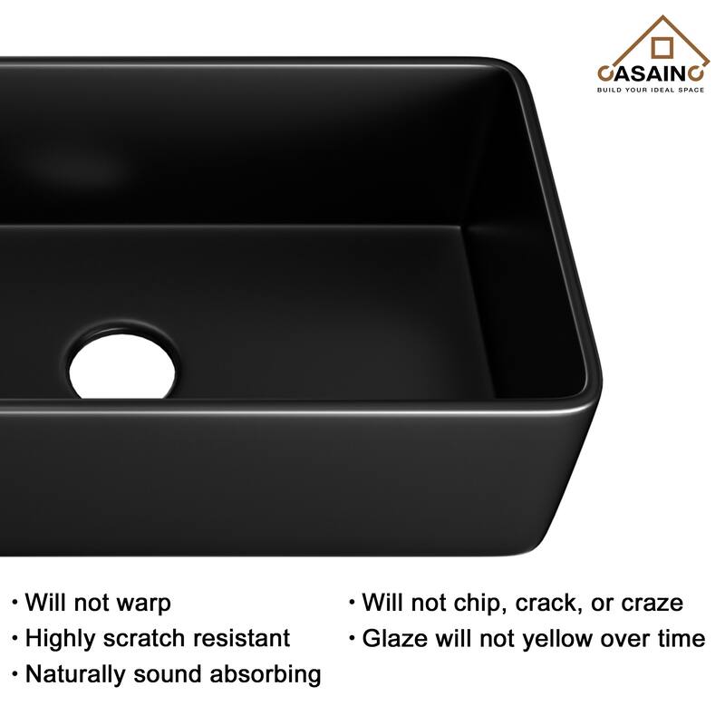 Fireclay Single Bowl Farmhouse Apron Kitchen Sink with Grid and Strainers in Matte Black