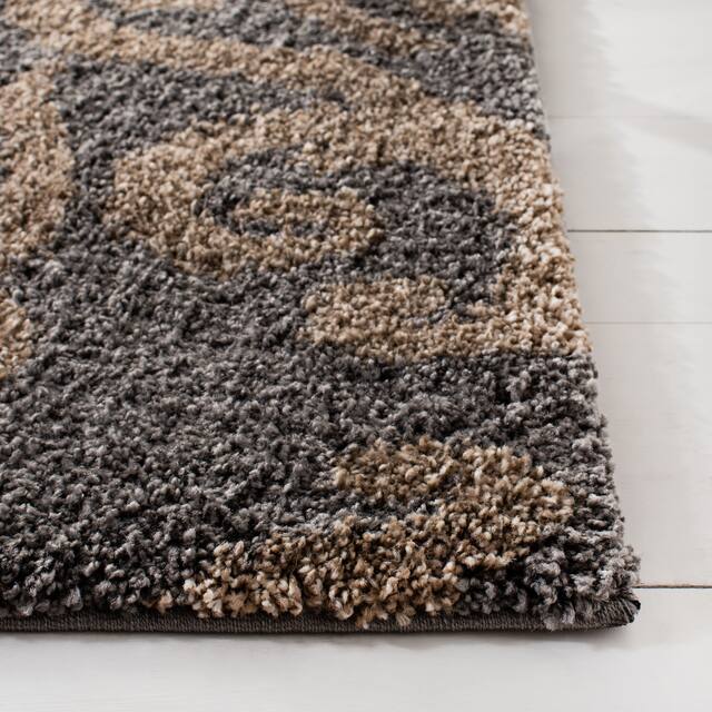 SAFAVIEH Florida Shag Honey Ornate Damask 1.2-inch Thick Rug