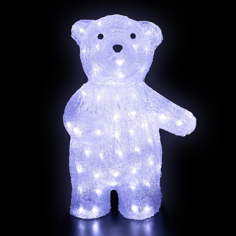 LED Lighted Polar Bear Commercial Grade Acrylic Outdoor Christmas Decoration - 16.5" - Clear