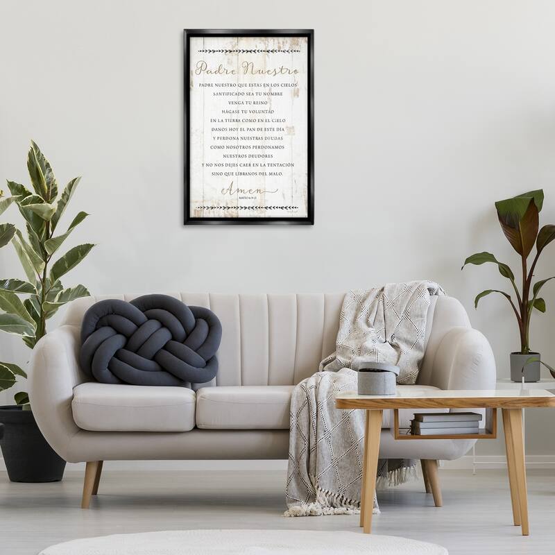 Stupell Padre Nuestro Oración Framed Floater Canvas Wall Art Design By Jennifer Pugh