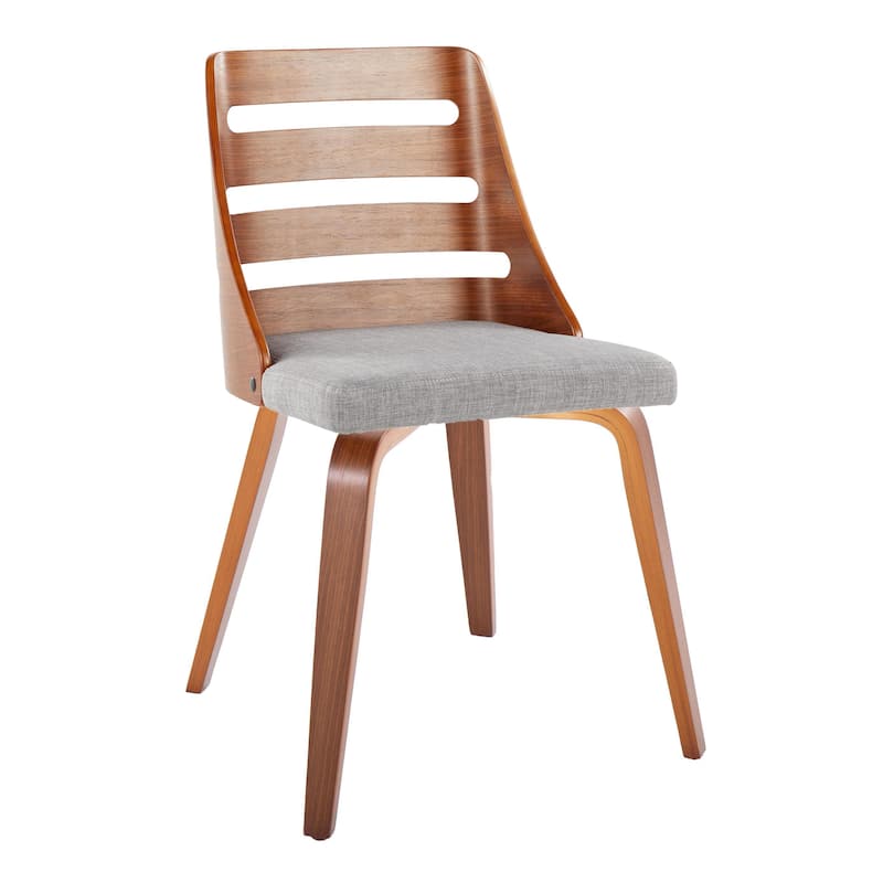 Carson Carrington Oglala Dining/Accent Chair with Bent Wood Legs (Set of 2) - Grey Fabric/Walnut Wood