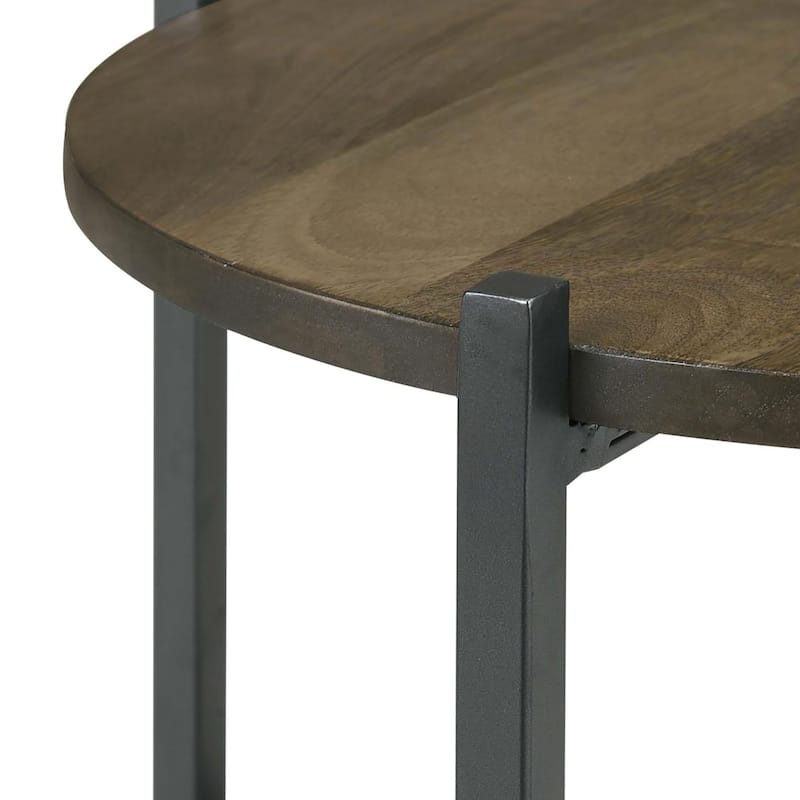 Natural and Gunmetal Accent Table with Bottom Shelf